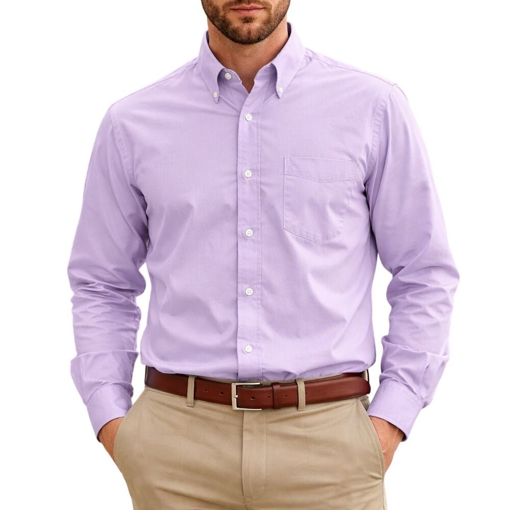 Ralph Lauren Men's Large 17.5 Light Purple Stretch Button Down Dress Shirt